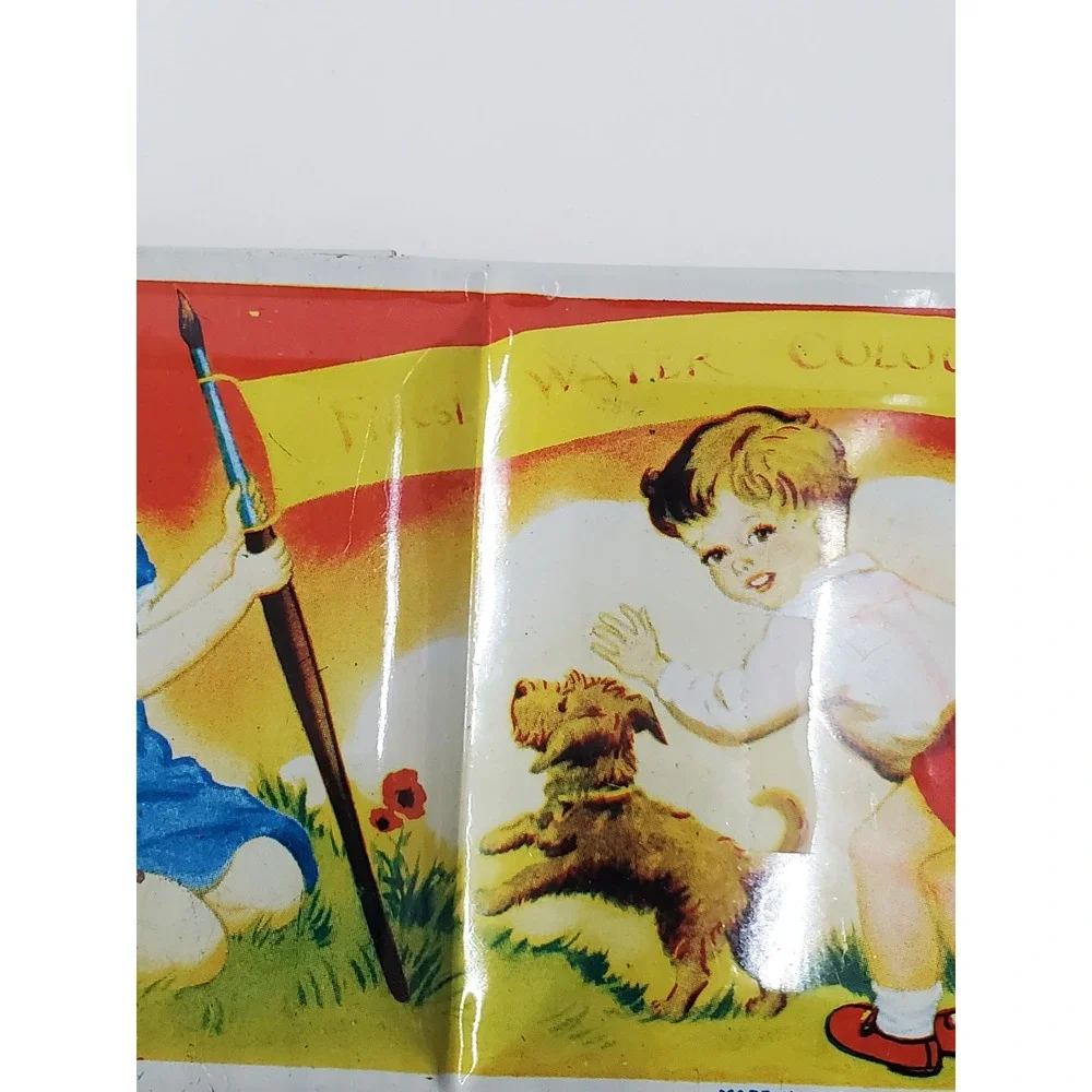 Vintage Watercolor Paint Tin Made in England Children Lithograph Metal Box